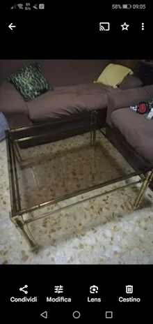 Tavolino color fumo e ottone 81 x