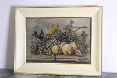 Antica natura morta frutta primi 900 olio su tavola
