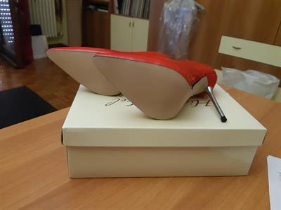 Decolletè in pelle tacco in metallo, colore rosso, prezzo non trattabile - Anteprima 5