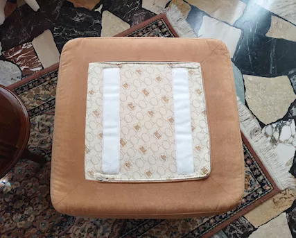 2 Pouf poggiapiedi cuscino sfoderabile imbottito, colore marrone - Foto 6