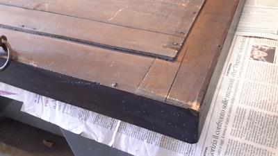 Specchio in legno con attorno cornice in radica di tartaruga - Foto 3