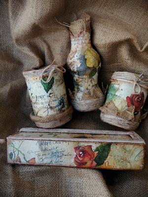 Completo regalo fatto a mano decoupage