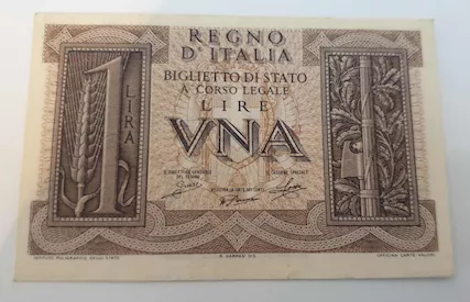 BANCONOTE DA 1 LIRA FASCIO LITTORIO DEL 1939