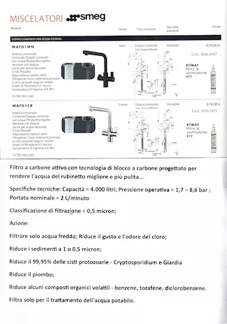 Miscelatore Cromo Acqua Filtrante Art. MAFD1CR