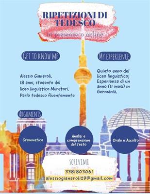 Ripetizioni di Tedesco (online o in presenza)
