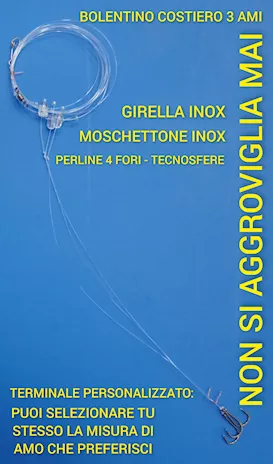 Terminale bolentino costiero personalizzato 3 ami tecnosfere