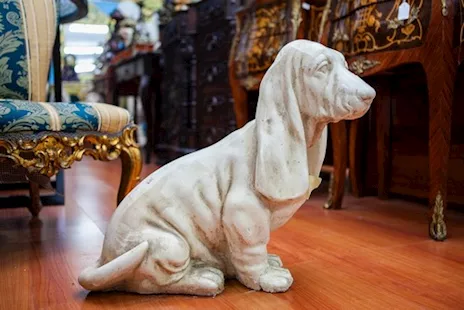 Statua Vintage Cane Basset Hound Seduto - 24344