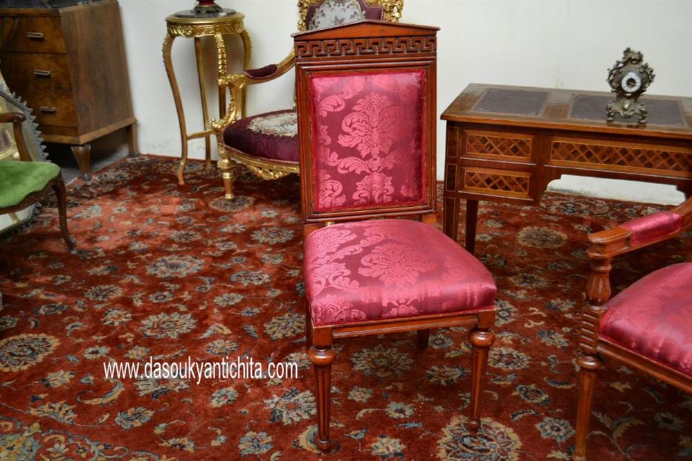 Set poltrona e sedia stile Luigi XVI con cimasa a tempio - Foto 6