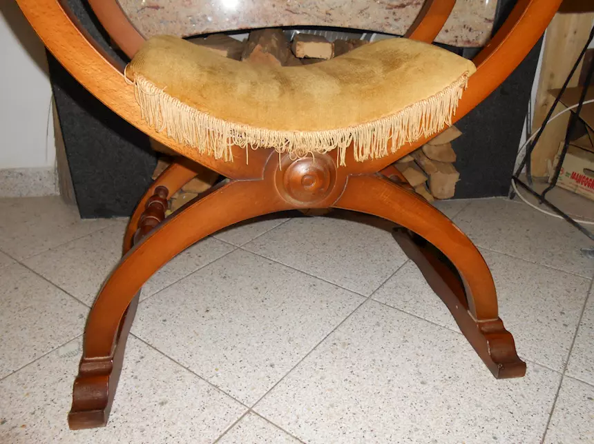 Sedia dantesca savonarola rinascimentale, in legno massello - Foto 2