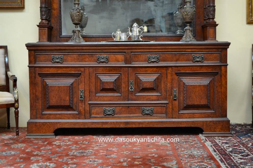 Antica credenza doppio corpo con specchio XX secolo, in buone condizioni - Foto 4