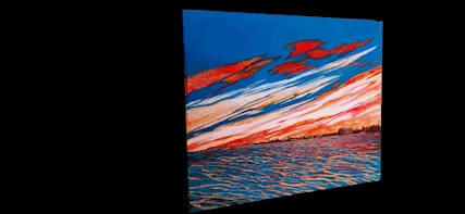 Quadro paesaggio città con mare - Foto 3