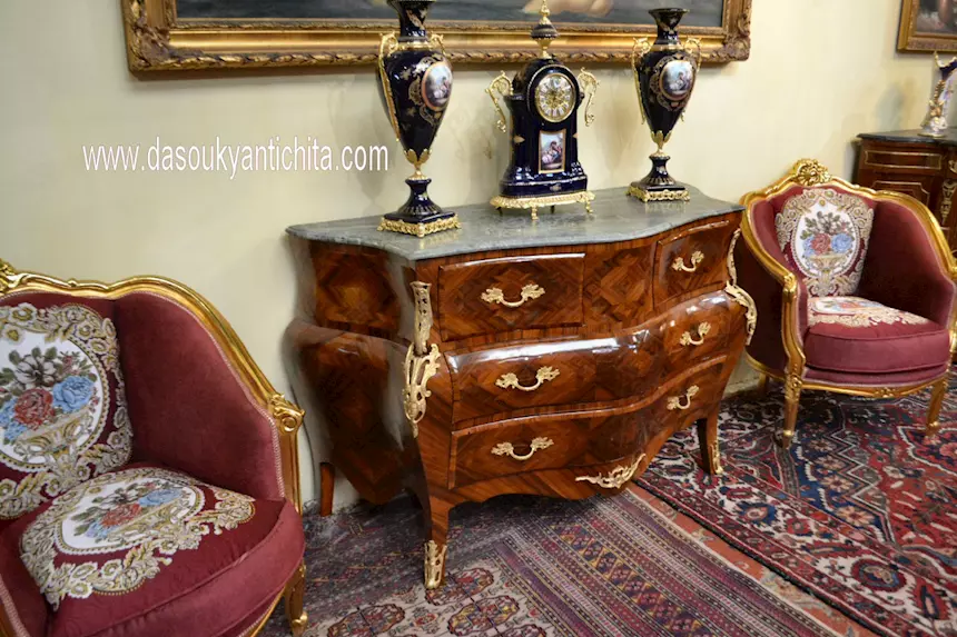 Commode-cassettone stile Luigi XV cm. 150 cm, in legno massello - Foto 3