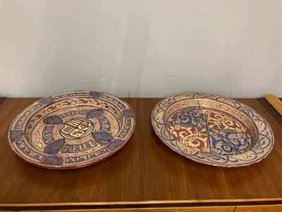 Antica coppia di piatti in maiolica Hispano Moresco