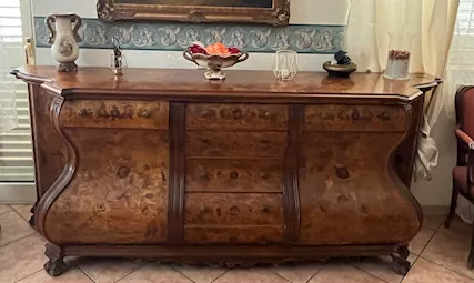 Set da pranzo vintage intarsiato in stile olandese ‘700