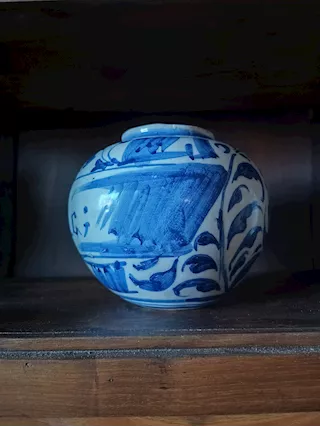 Antico vaso a boccia in maiolica, epoca XVIII sec farmacia, ottimo stato - Foto 6
