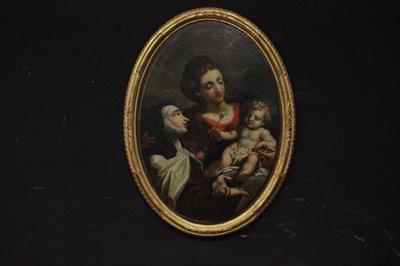Dipinto Madonna con bambino e Santa Rita del XVIII secolo