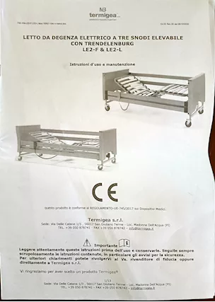 Letto da degenza elettrico + materasso antidecubito
