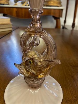 Antico vaso Murano anni 40 con base a cavalluccio incamiciat - Foto 2