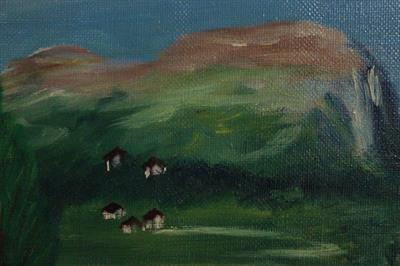 Quadro olio su tela, paesaggio di lago montano, con firma - Foto 5