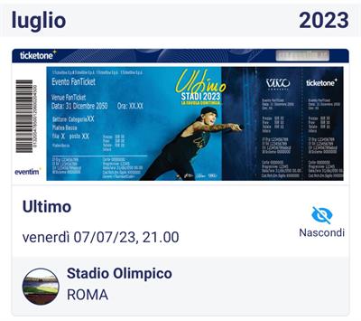 Biglietti Ultimo Prato gold