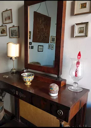 Mobile stile Impero con colonne e specchiera, in legno - Foto 4