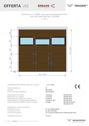 Portone sezionale UniPro 3,120 m x 2,700 m