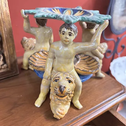Antica Saliera in maiolica dipinta - Foto 6