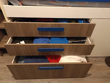 Letto singolo rialzato con contenitore