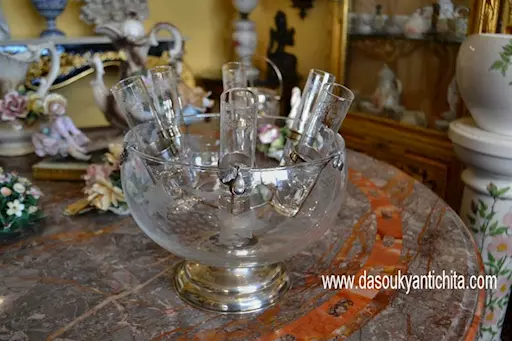 Set da caviale e vodka in vetro e argento 800 Renato Raddi