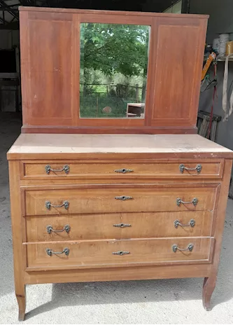 Cassettone Specchiera Antico in legno Mogano