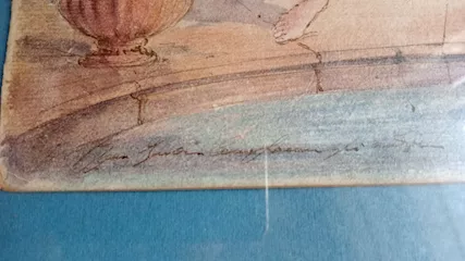 Quadro acquerello con cornice antico - Foto 2