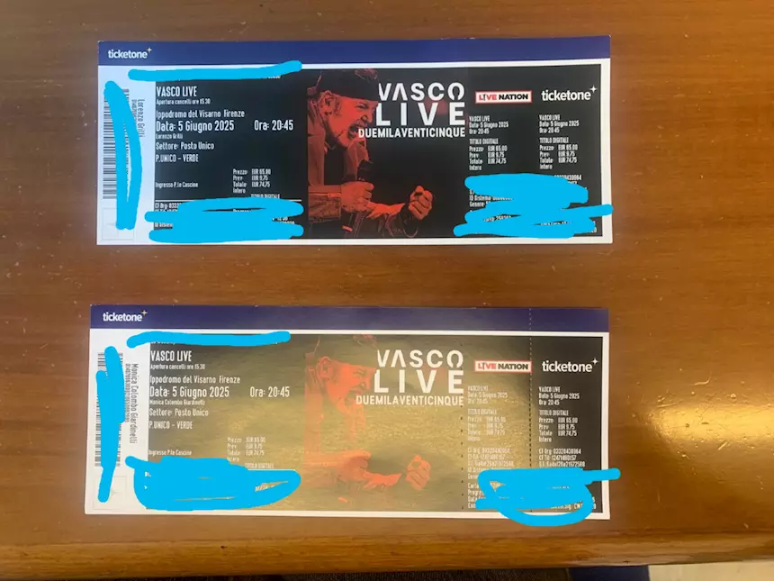 Biglietti concerto di Vasco Rossi 5 giugno Firenze