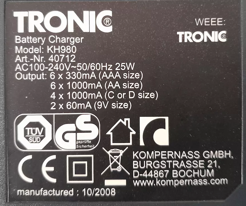 Caricabatterie con LED universale per batterie ricaricabili, tipo transistor - Foto 2