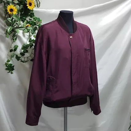 Giubbetto Bomber Vintage uomo pura seta prugna