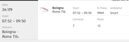 Italo Bologna Centrale-Roma Tiburtina 26 settembre