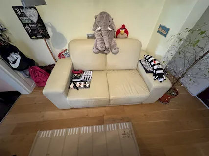 Divano in pelle con pouf - Anteprima 1