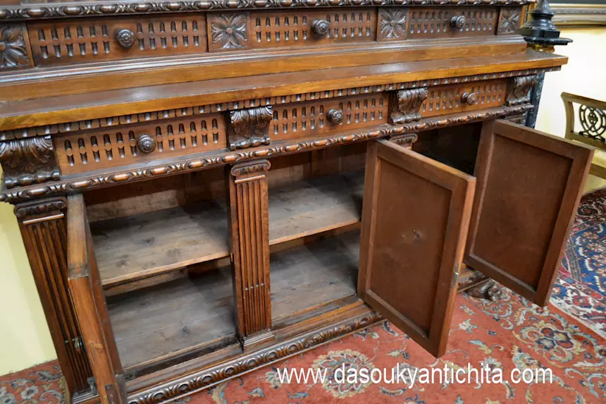 Libreria-credenza metà del XX secolo stile Rinascimento - Foto 9