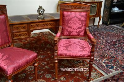 Set poltrona e sedia stile Luigi XVI con cimasa a tempio - Foto 2