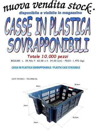 Nuova vendita fallimentare di casse in plastica sovrapponibi