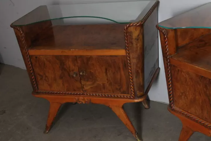 Antica Coppia comodini 1945 art deco noce. Milano . Top, in legno - Foto 3