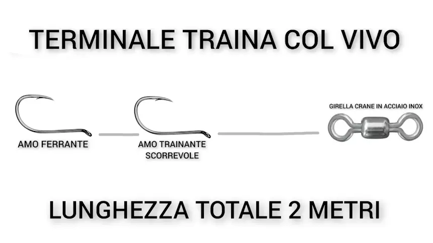 Terminale traina col vivo personalizzato 2 ami scorrevole - Foto 4