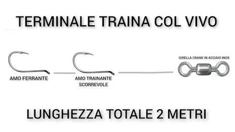 Terminale traina col vivo personalizzato 2 ami scorrevole - Foto 4