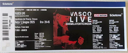 Biglietto Prato Gold Vasco 05/06/2025 Firenze