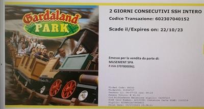 Biglietti d'ingresso a Gardaland per 2 giorni