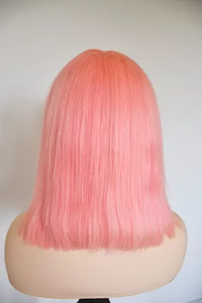 Lace front Parrucca corta con veri capelli rosa - Foto 3