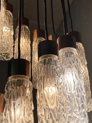 Lampadario a sospensione modernariato design anni 70 con 12, color bronzo - Foto 6