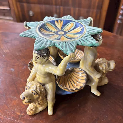 Antica Saliera in maiolica dipinta - Foto 2