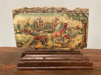 Antico frammento dipinto sponda carretto siciliano epoca XIX