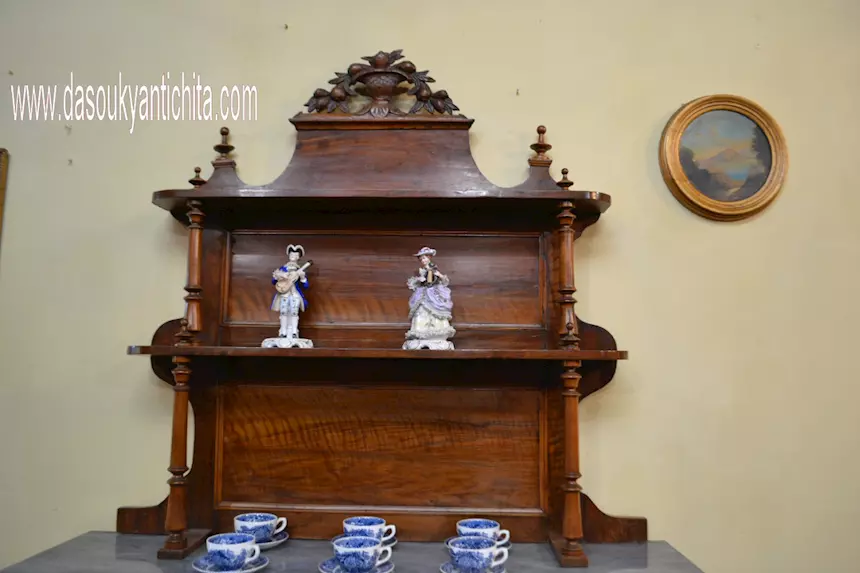 Antica credenza piattaia stile Luigi Filippo, in legno - Foto 6
