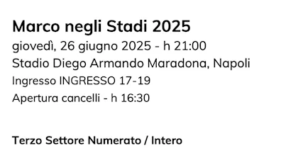 Concerto Mengoni. Stadio Maradona 26/06/2025